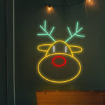LED Neon Reindeer Head Wall Art with Dimmer – Modern Holiday Glow