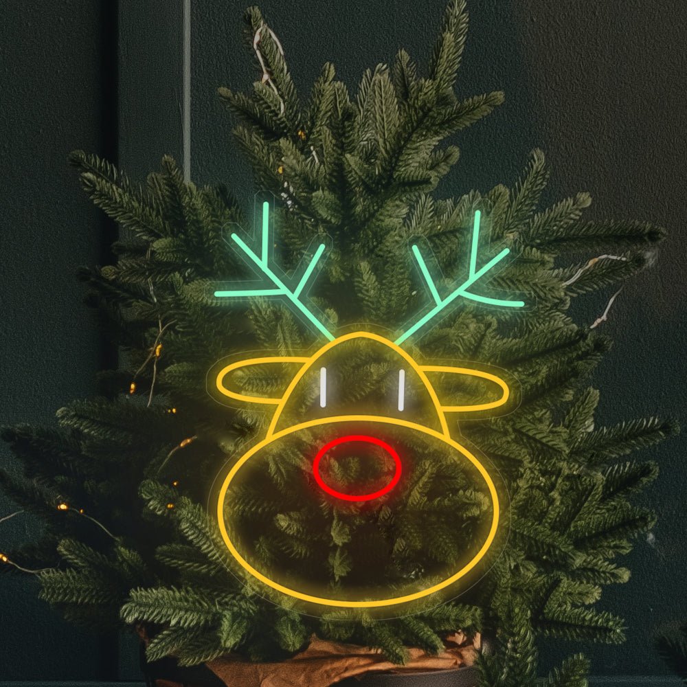 LED Neon Reindeer Head Wall Art with Dimmer – Modern Holiday Glow