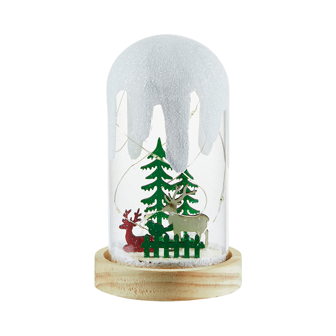 Nordic Snow Scene Table Lamp with Wooden Base and Warm LED Light