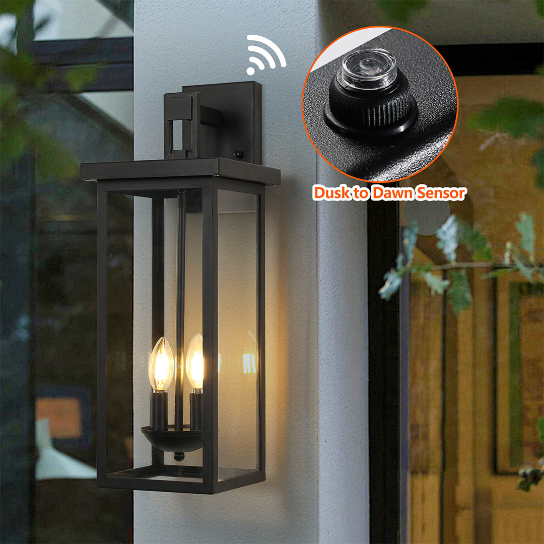 Noir Outdoor Wall Sconce — IP65 Waterproof Iron LED Lantern for Courtyard & Entryway