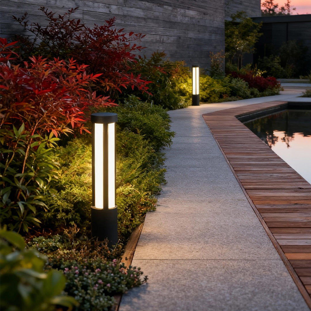 Cylindrical LED Bollard Light for Modern Landscape Paths