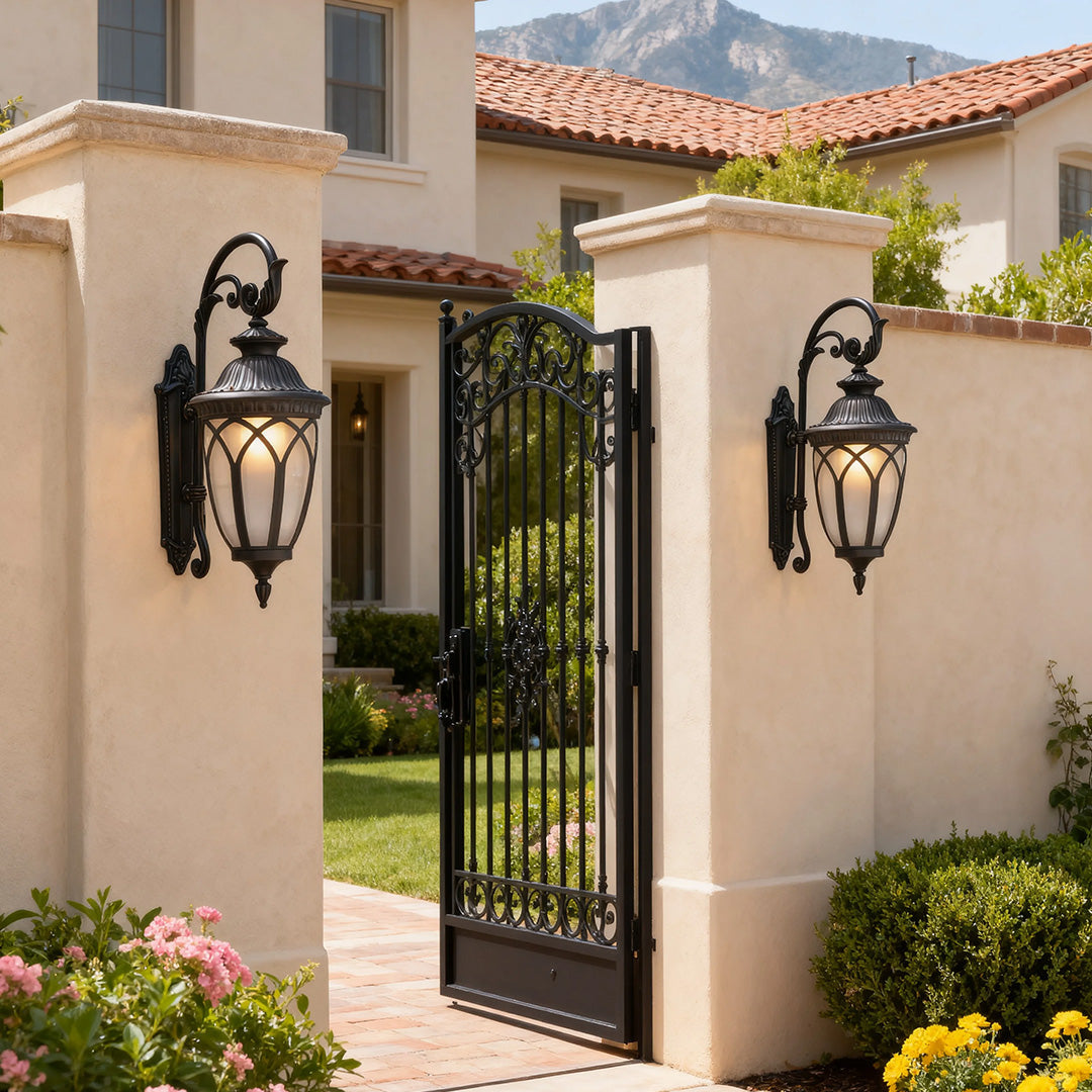 Chestnut Aluminum Outdoor Wall Sconce with Clear Glass Shade