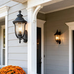 Rustic Outdoor Wall Sconce with Clear Glass Shade in Coffee Aluminum