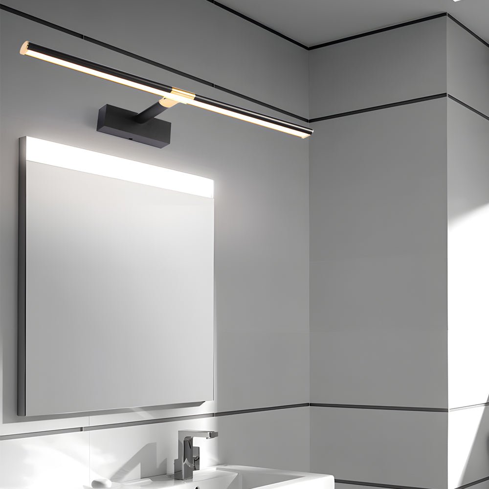 Adjustable LED Vanity Light with Retractable Rod in Matte Aluminum
