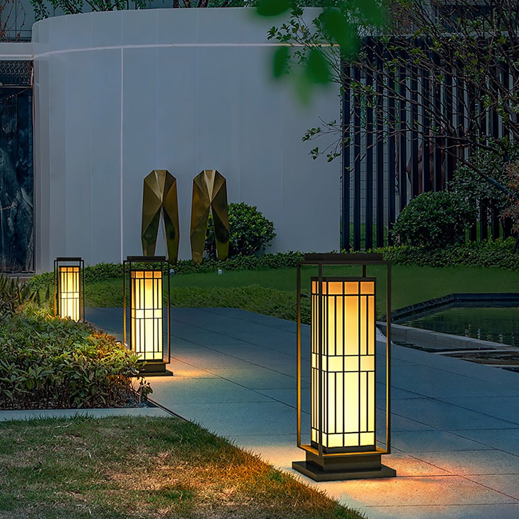 Retro Asian Solar Path Lanterns for Courtyard & Garden Warm LED Lighting