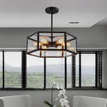 Retro Creative Geometric Hexagonal Glass Led Ceiling Light For Cafe Restaurant