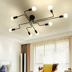 Aurelia Eight-Light Spherical Glass Ceiling Lamp in Matte Black