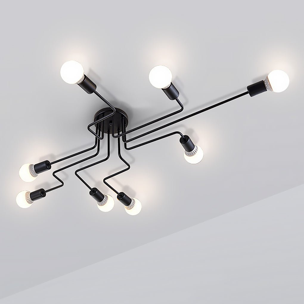 Aurelia Eight-Light Spherical Glass Ceiling Lamp in Matte Black