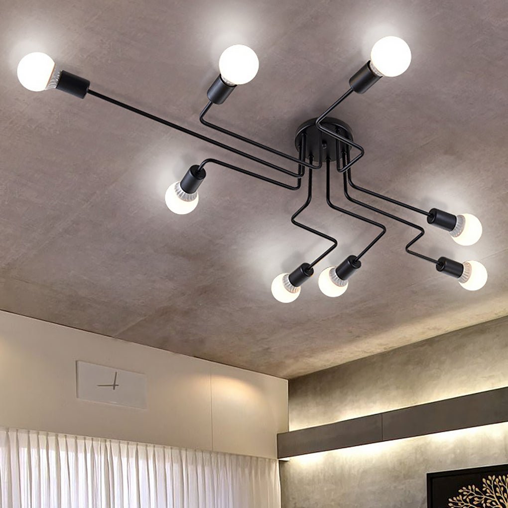 Aurelia Eight-Light Spherical Glass Ceiling Lamp in Matte Black