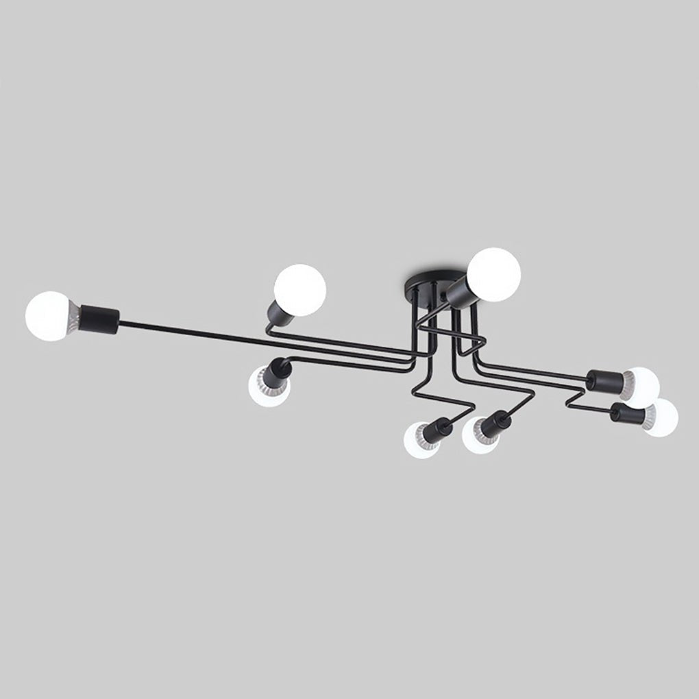 Aurelia Eight-Light Spherical Glass Ceiling Lamp in Matte Black