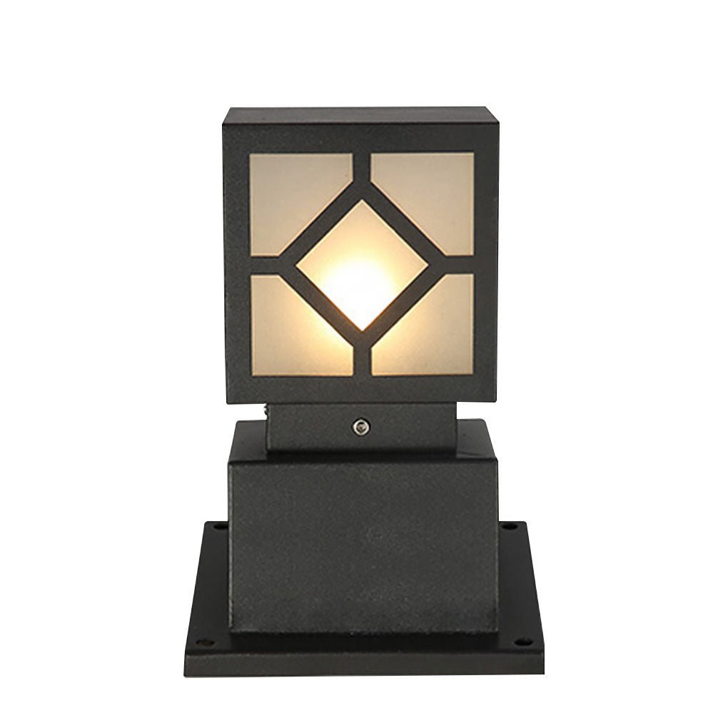 Retro European Solar Bollard Light with Frosted Glass Shade