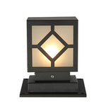 Retro European Solar Bollard Light with Frosted Glass Shade