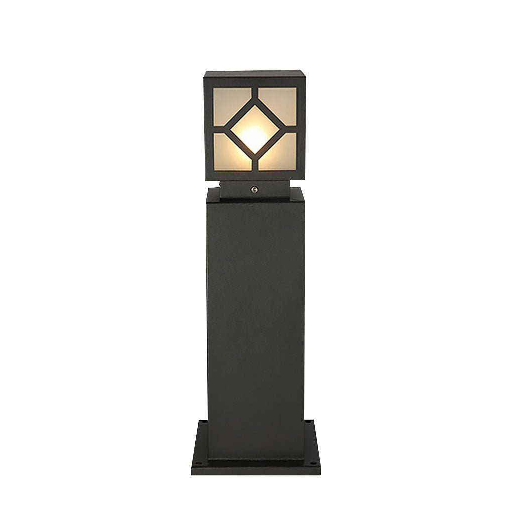 Retro European Solar Bollard Light with Frosted Glass Shade