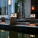 Retro European Solar Bollard Light with Frosted Glass Shade