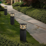Retro European Solar Bollard Light with Frosted Glass Shade