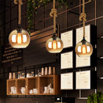 Artisan Glass Pendant Light with Natural Hemp Rope – Minimalist LED Ceiling Lamp