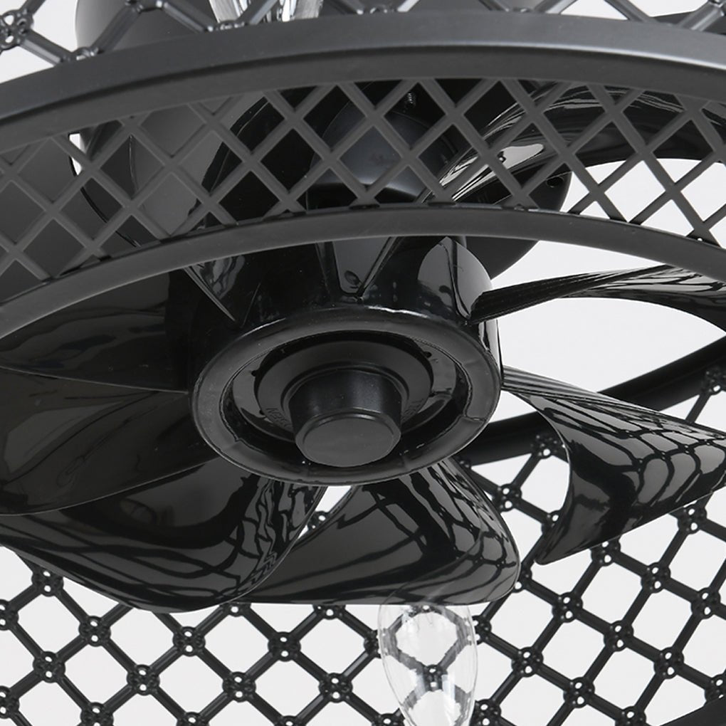 Retro Industrial Style Unique Iron Ceiling Fan Light With Remote Control