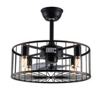 Retro Industrial Timing Three Speed Wind Regulation Mute Cage Ceiling Fan Lamp