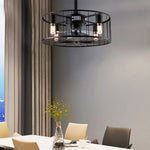 Retro Industrial Timing Three Speed Wind Regulation Mute Cage Ceiling Fan Lamp