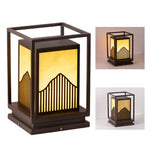 Outdoor Garden Light with Mountain Scene Shade in Stainless Steel