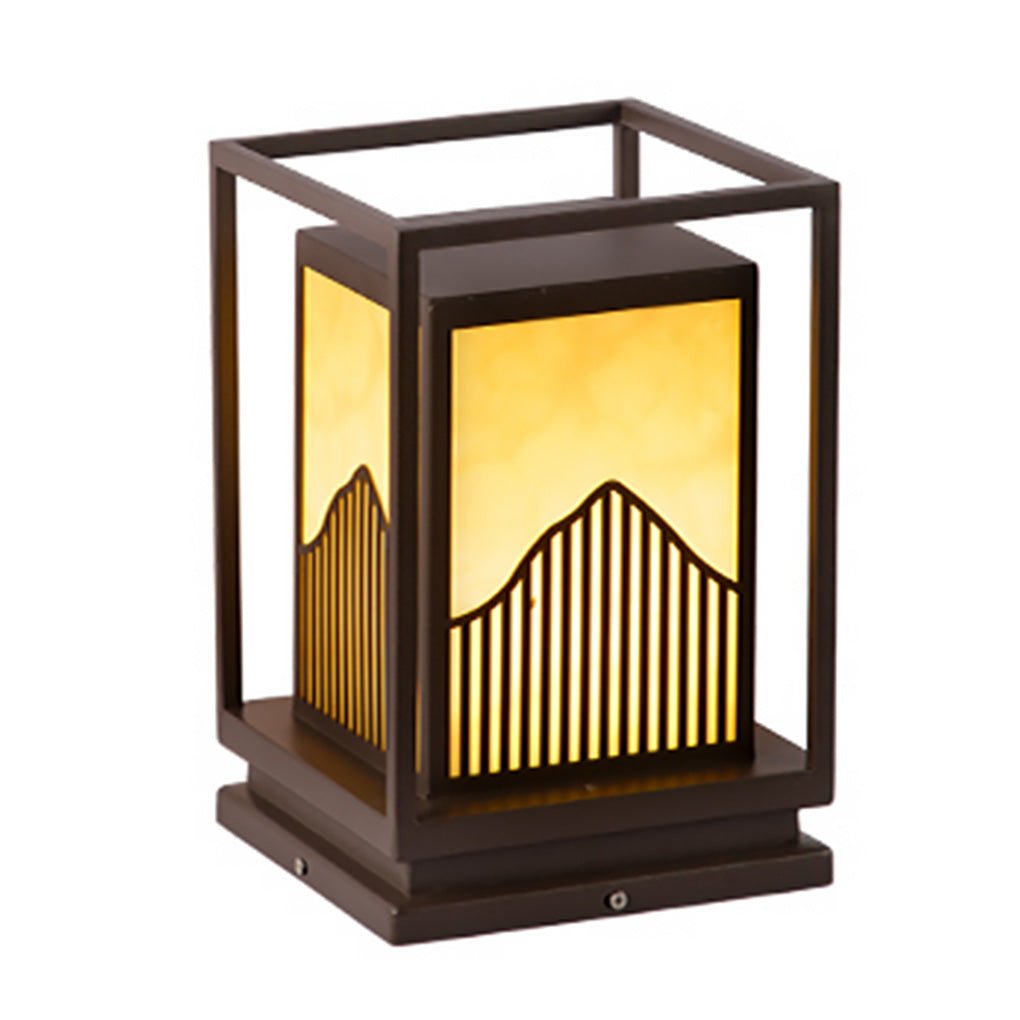 Outdoor Garden Light with Mountain Scene Shade in Stainless Steel