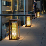 Classic Asian Courtyard Rectangular LED Outdoor Wall Light in Brown