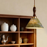 French Olive Green Metal Pendant Light with Adjustable Chain
