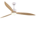 Retro Solid Wood Ceiling Fan with Dimmable LED Light and Remote Control