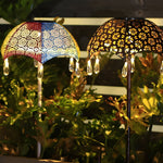 Retro Iron Umbrella Solar Pathway Lights with Multicolor LED Glow