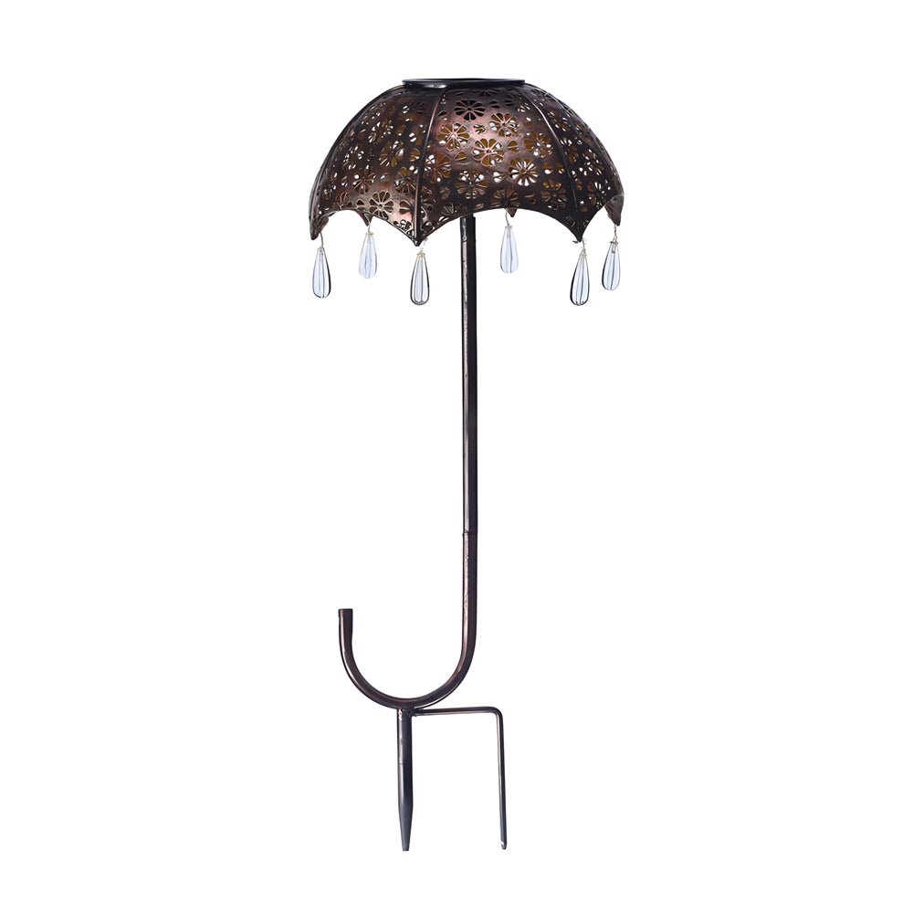 Retro Iron Umbrella Solar Pathway Lights with Multicolor LED Glow