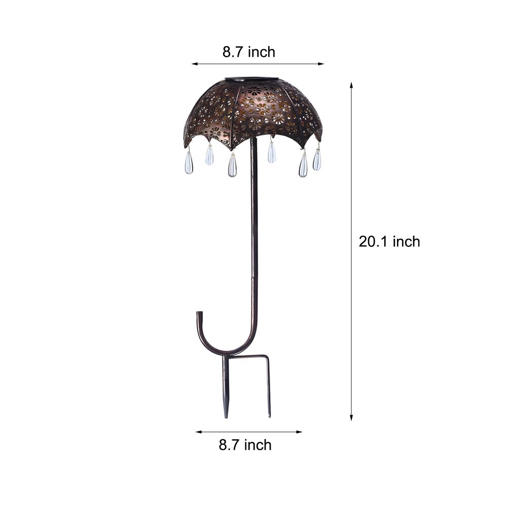 Retro Iron Umbrella Solar Pathway Lights with Multicolor LED Glow