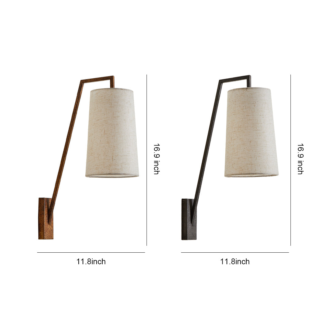 American Retro Iron Wall Sconce with Fabric Shade