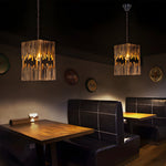 Artisan Bamboo Cuboid Pendant Light – Retro LED Suspension Lamp