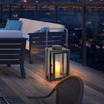 Retro Wrought Iron Glass Candle Holder Outdoor Windproof Portable Lamp