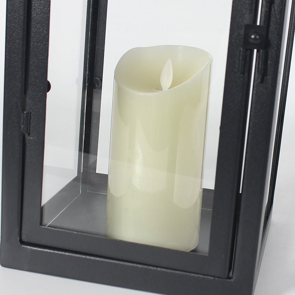 Retro Wrought Iron Glass Candle Holder Outdoor Windproof Portable Lamp