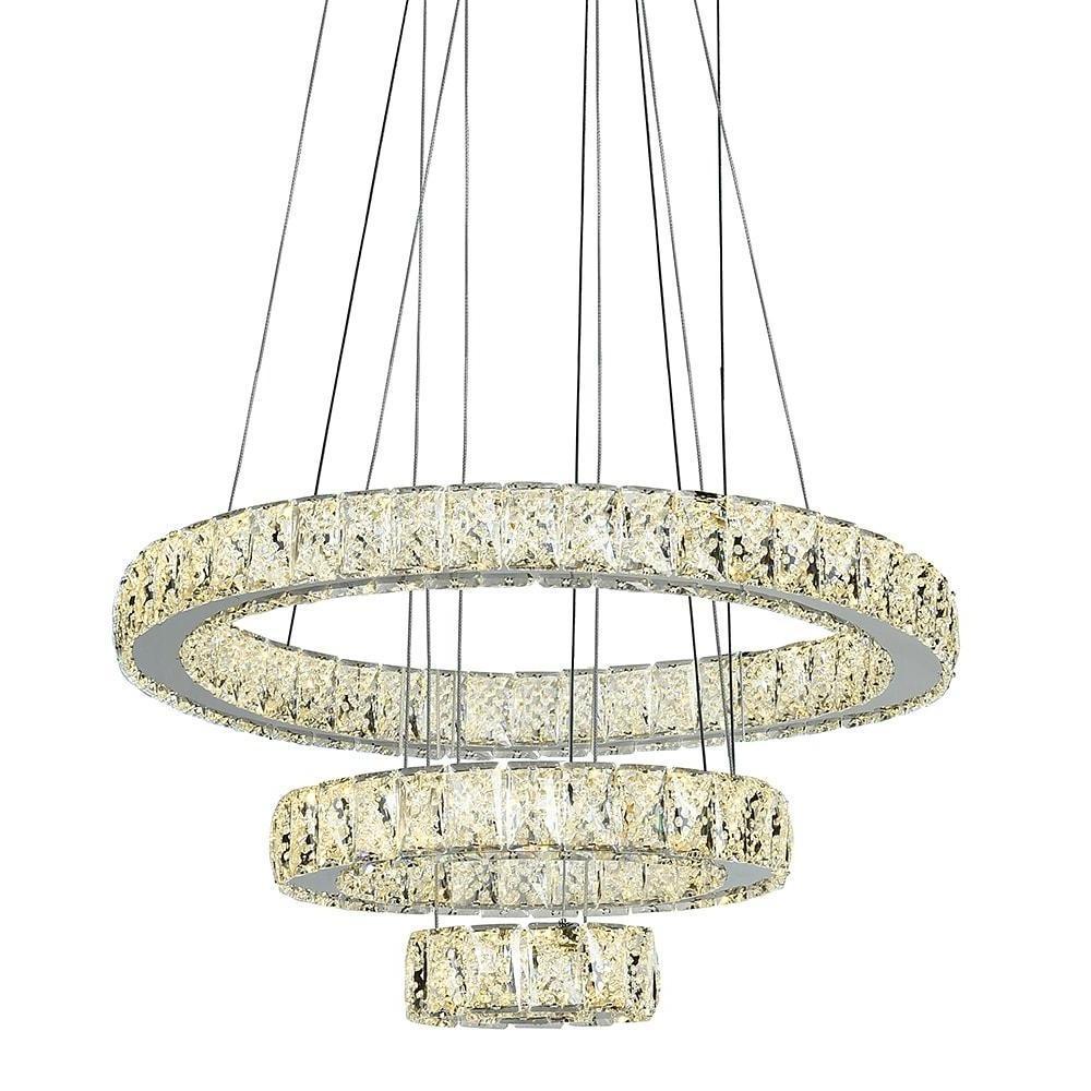 Modern 3 Tiers Circles Suspended Chandelier With Crystal Accents