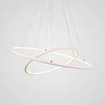 Modern Led Chandelier Minimalist 2 Ring Geometric Lights With Adjustable Height