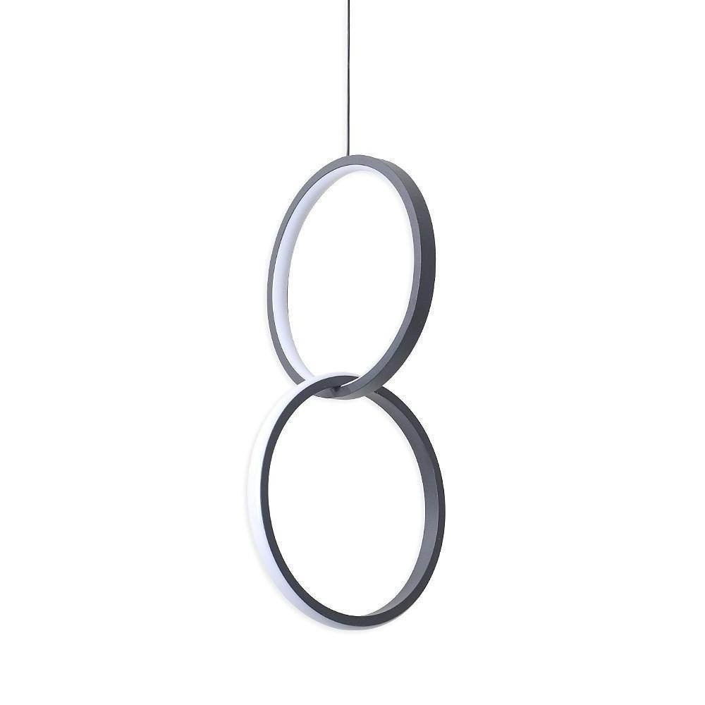 Aurelia Interlocking Dual Ring LED Pendant Light in Aluminum and Acrylic