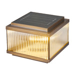 Copper Pillar Light with Ribbed Glass Shade, Modern Outdoor Post Light