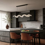 Ribbon Wave LED Pendant Light – Modern Linear Suspension for Dining and Living Spaces