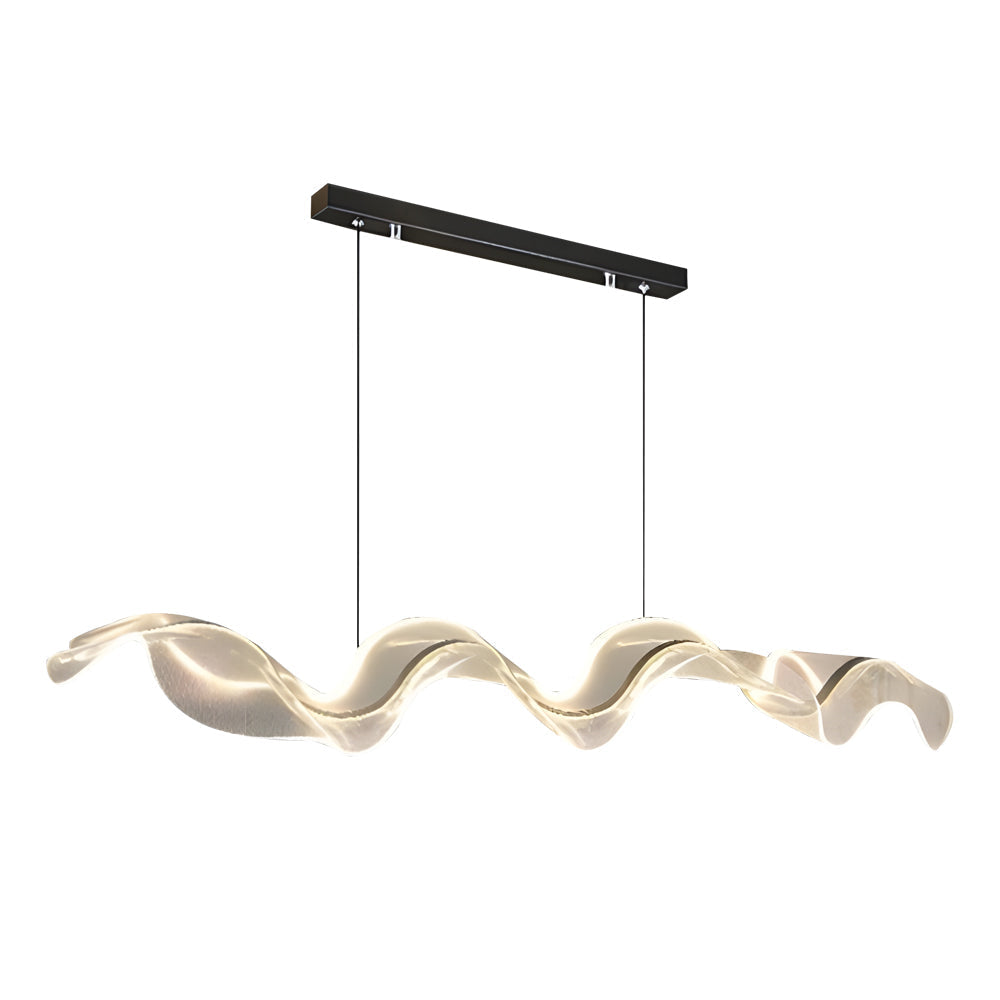Ribbon Wave LED Pendant Light – Modern Linear Suspension for Dining and Living Spaces