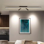 Unique 2 Spotlights Black Linear Semi Flush Mount Ceiling Led Light