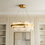 Aurelia Copper Modern Chandelier with Cloud Stone Shade