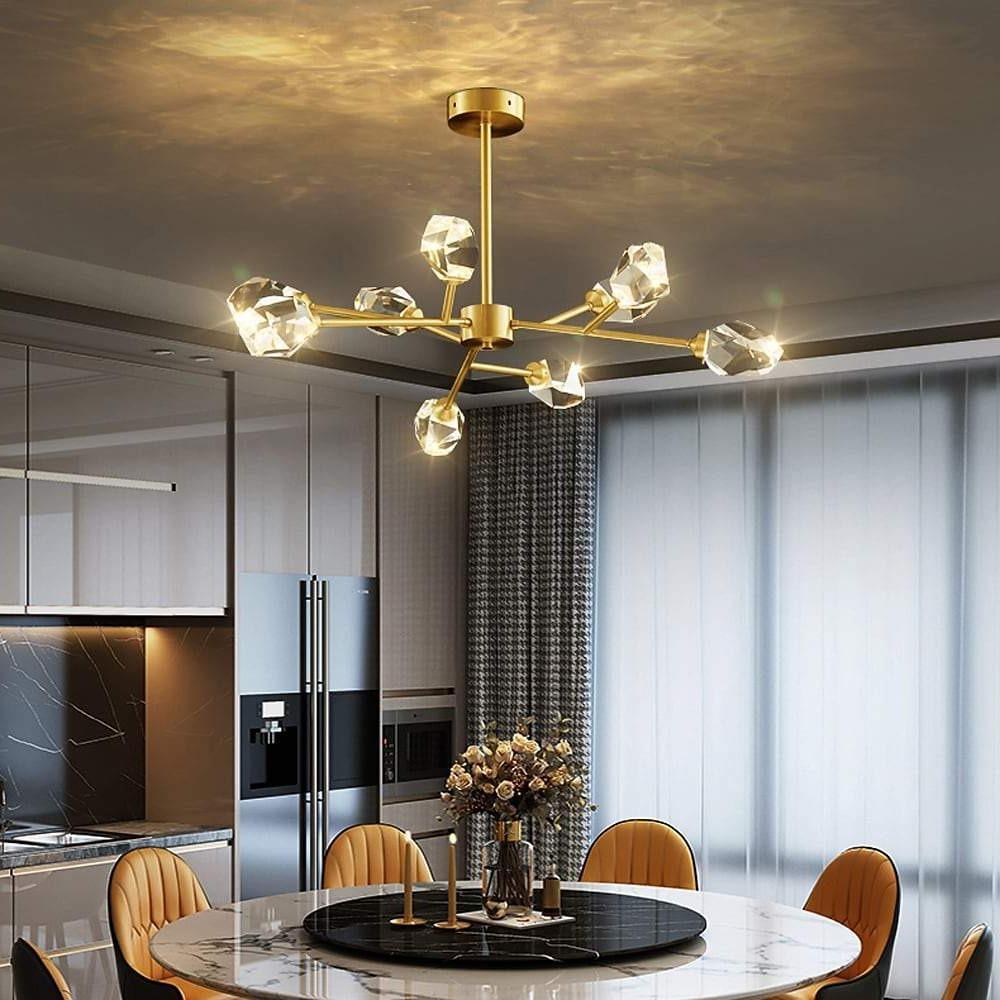Aurelia Sputnik Crystal Chandelier – 9-Light Modern Gold Pendant for Dining Room
