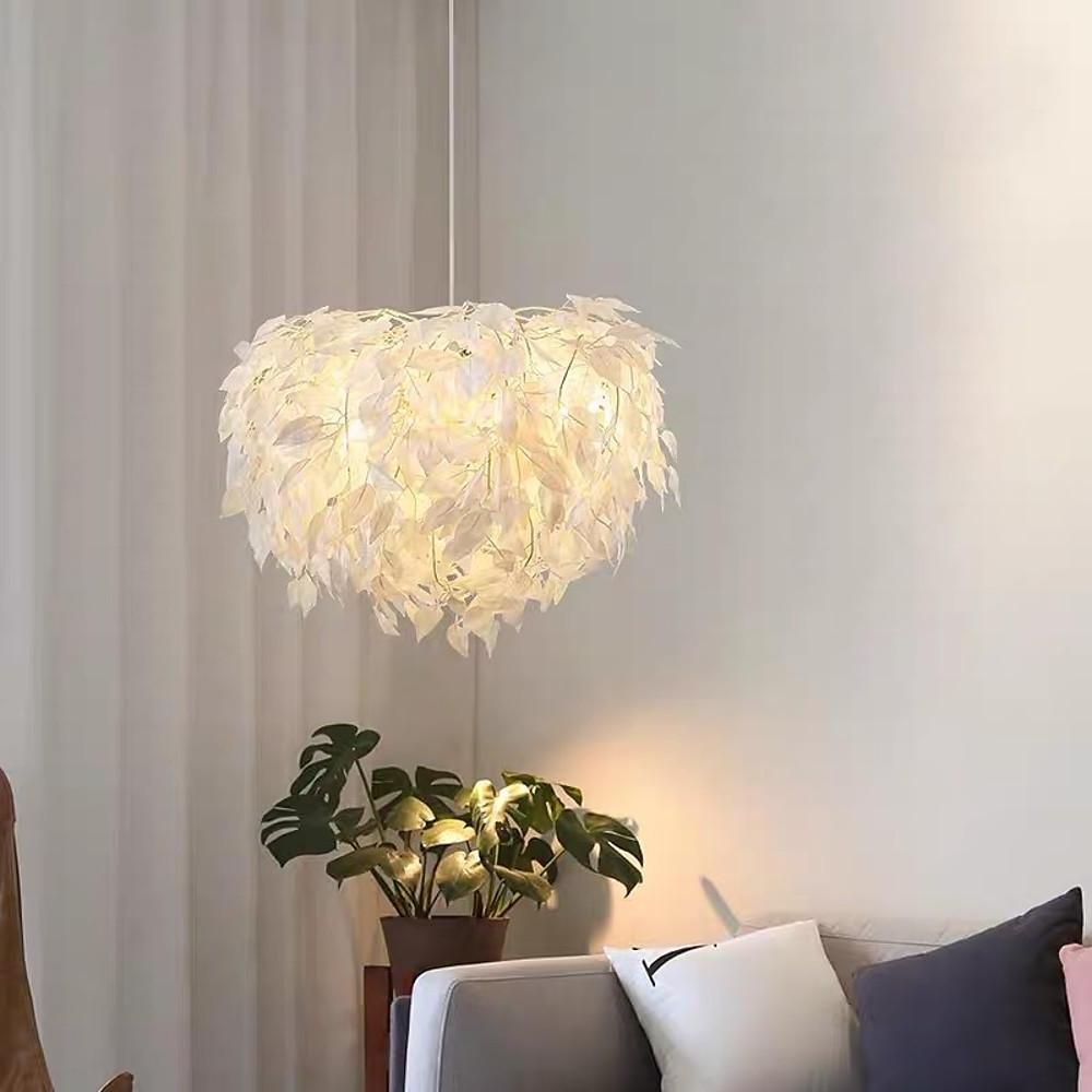 Modern Scandinavian Fabric Pendant Light White Gold Led Dimmable 24