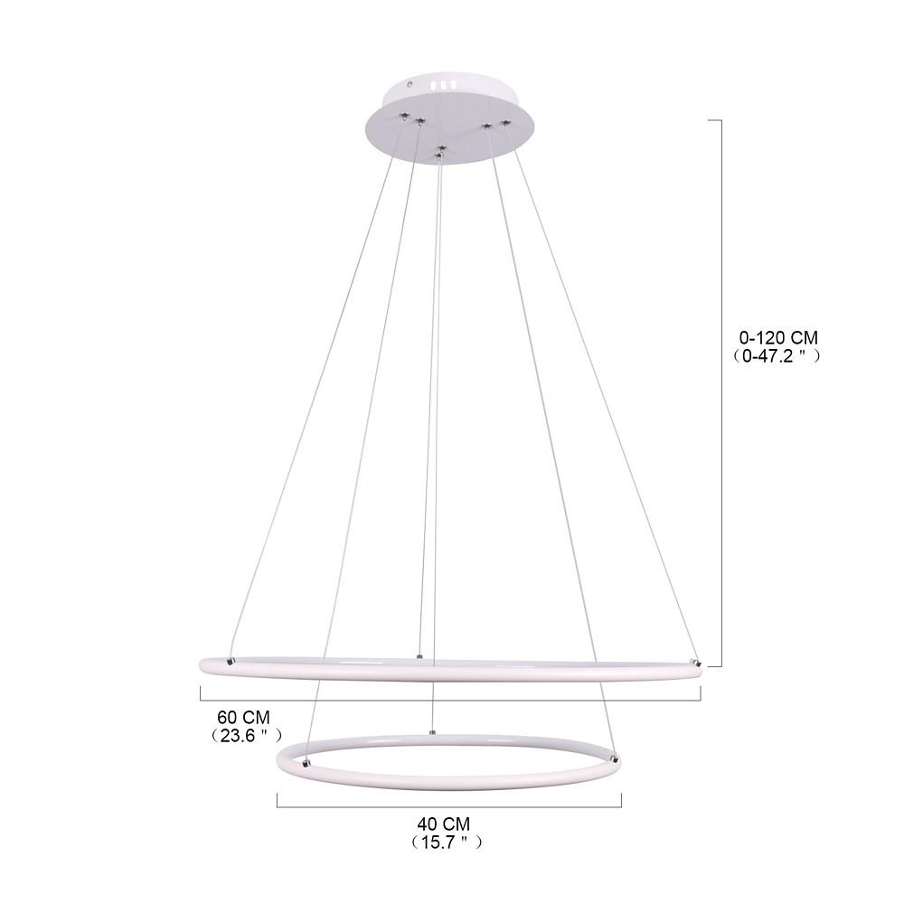 Modern Led Chandelier Minimalist 2 Ring Geometric Lights With Adjustable Height