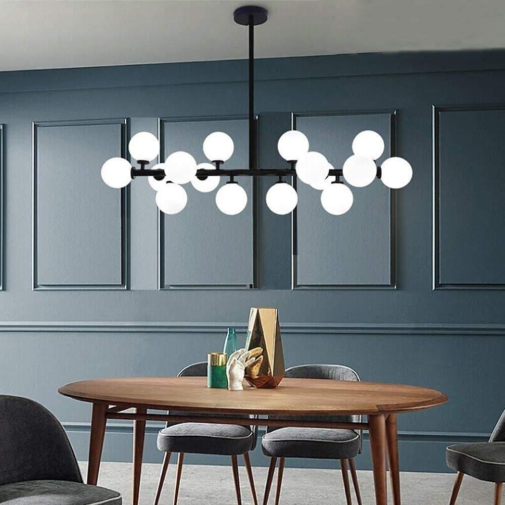 Modern Gold Kitchen Island Light 16 Light Linear Iron Global Glass Ceiling Lights Fixture 48W 110V Hardwired Indoor
