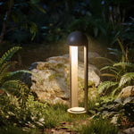 Modern Outdoor Bollard Light – Sand Gray Die-Cast Aluminum Garden Lamp