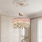 French Crystal Glass Fringe Chandelier | Luxury LED Ceiling Light