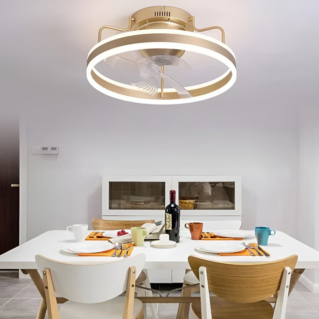 Round Dimmable Led Silent Ceiling Fan Light With Remote Control